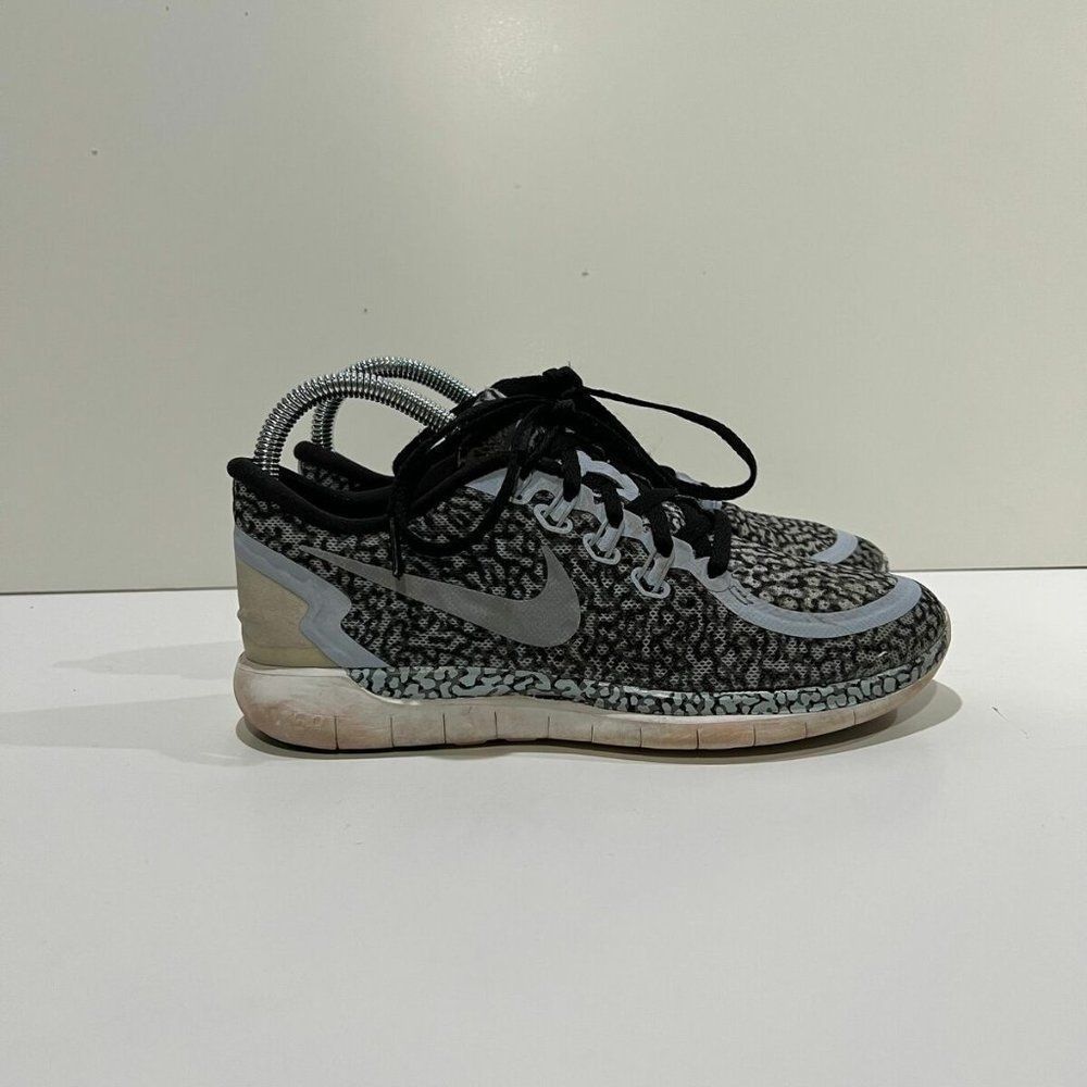 Nike Womens Free 5.0 749593-400 Black Gray Lace Up Low Top Sneakers Shoes Sz 6.5